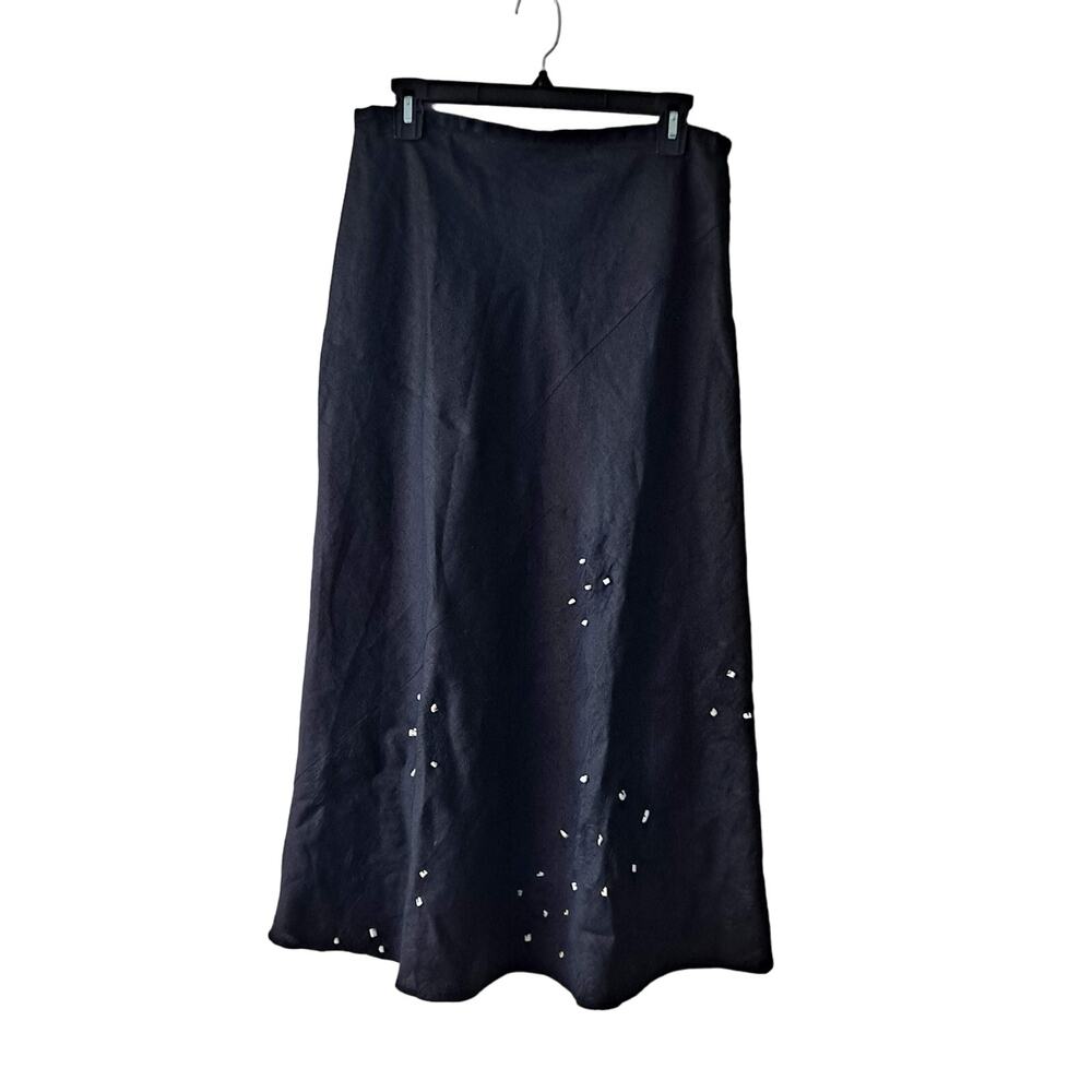 Oviesse OVS Skirt Floral Embroidered Shell Embellished Maxi A-Line Navy Size M